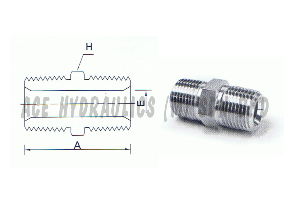 Hex Nipple - Male NPT to ISO Tapered-image